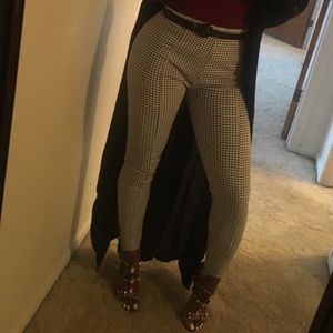 Plaid slacks with heel straps